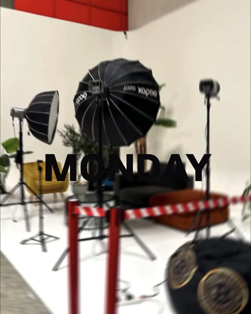 Studio set lit and ready before a shoot